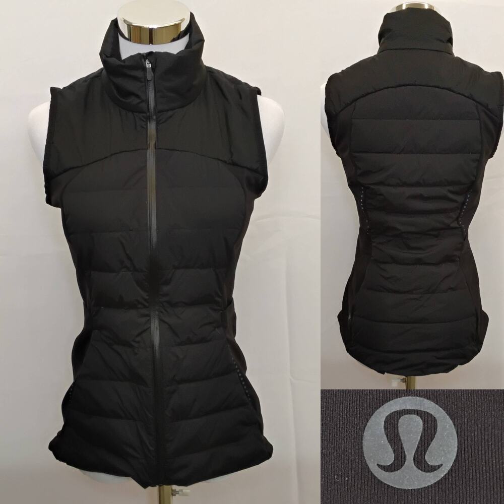 Lululemon Down Hybrid Vest Women's 6 Black Active Wear Pockets Stretch #J5219